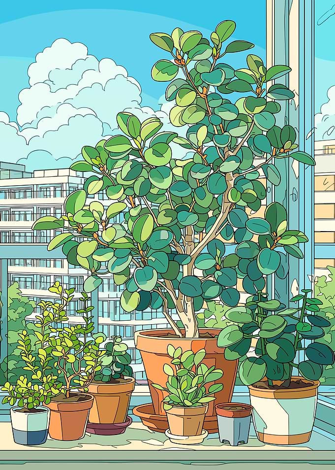 Potted plants on a windowsill