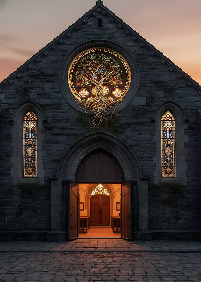 Mystical Tree of Life Church Window