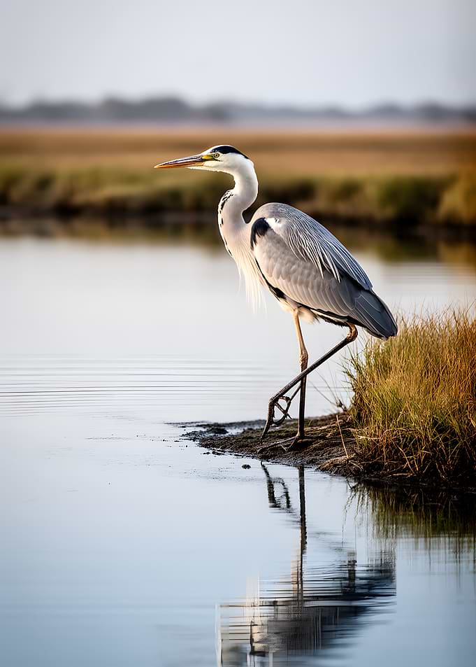 Heron standing by the water