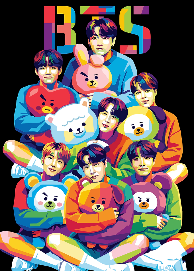 BTS Pop Art with BT21 Characters