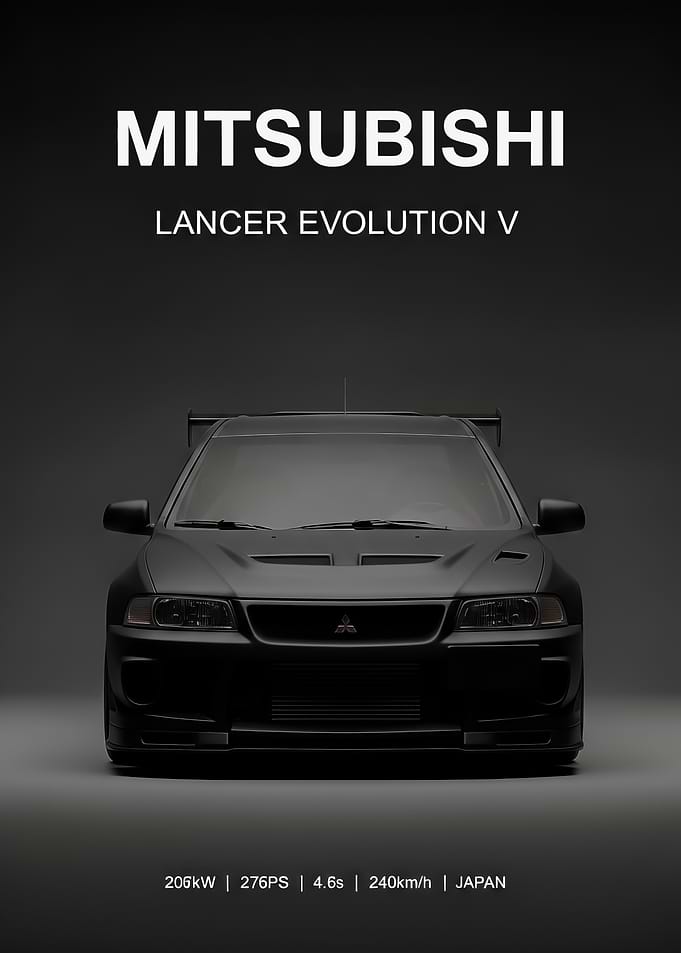 black Mitsubishi Lancer Evolution V poster