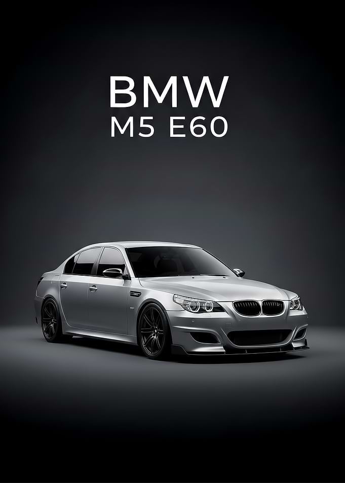 Silver BMW M5 E60 car psoter