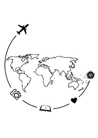 World Map Travel Icons