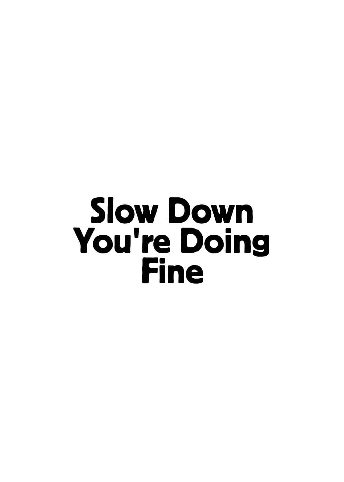 Slow Down You're Doing Fine