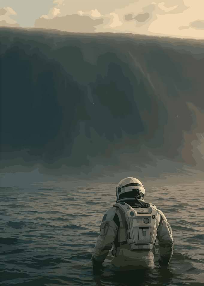 Astronaut in a Watery Landscape