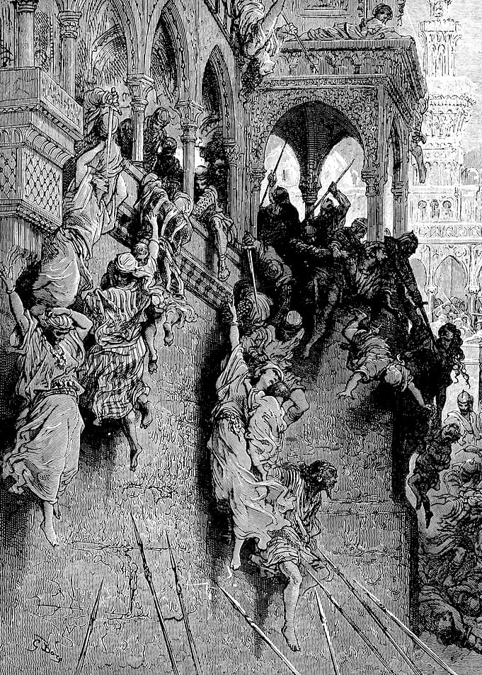 Massacre At Antioch Gustave Dore Crusades Engraving