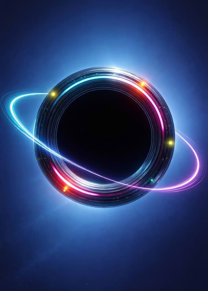 Abstract Black Hole with Neon Rings
