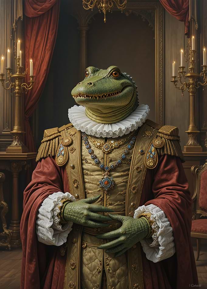 Alligator in Royal Attire
