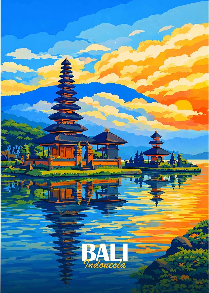Bali Ulun Danu Temple at Sunset