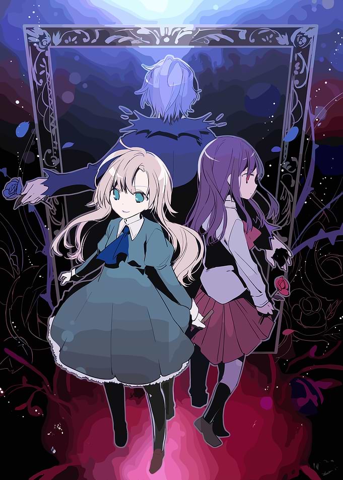 Anime Girls with Roses and Mirror