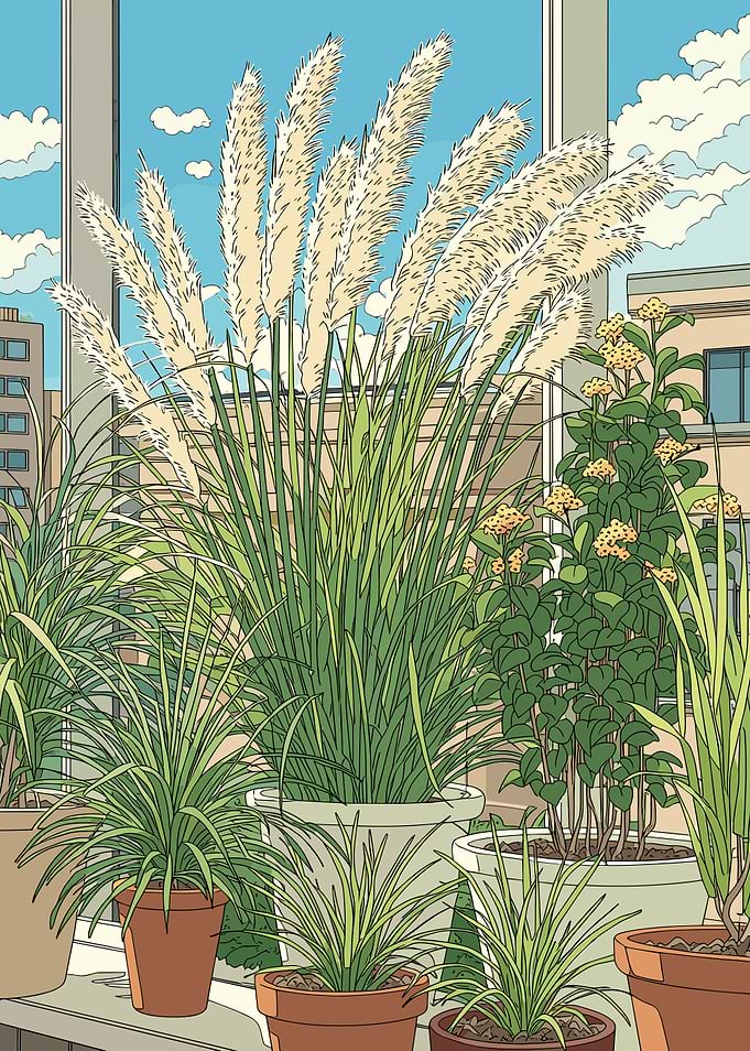 Potted Plants on a Balcony