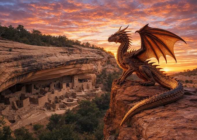 Southwest Desert Dragon Mesa Verde Sunset