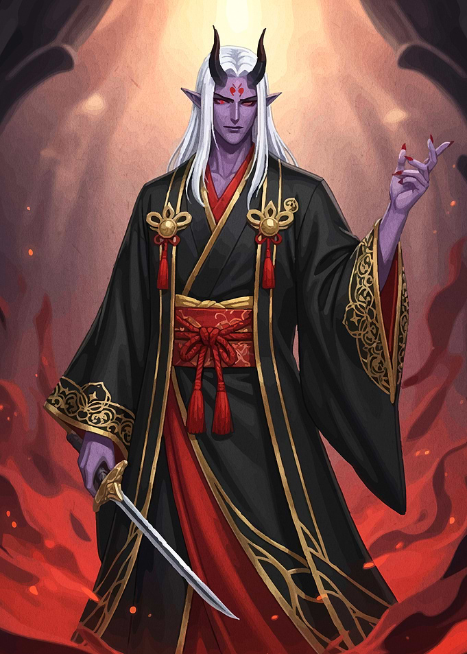 Demon Lord in Traditional Japanese Attire