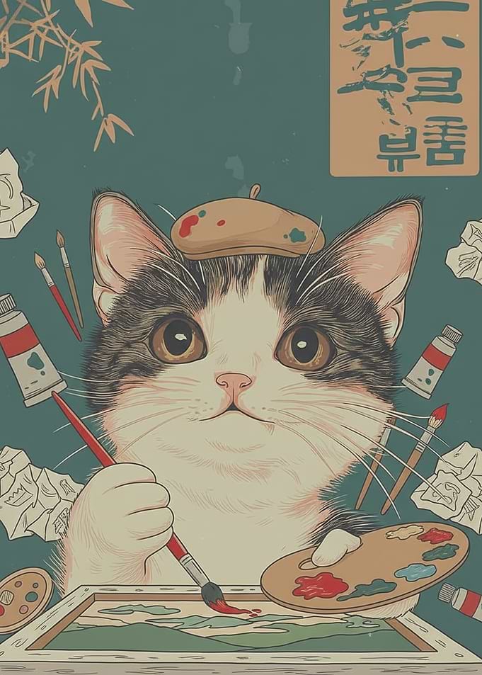 Cat Artist Painting