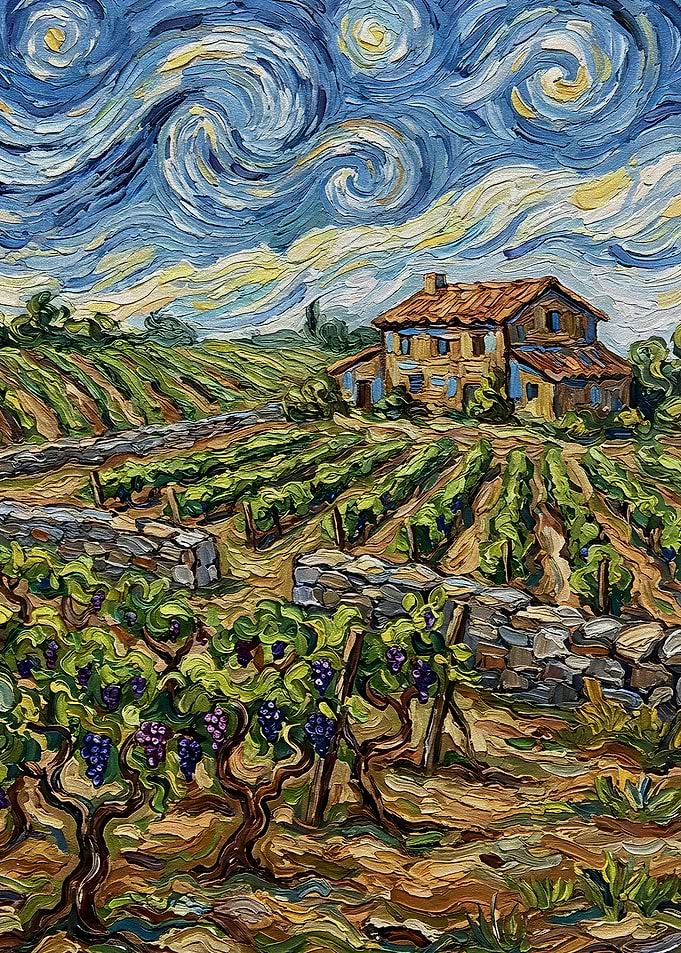 Van Gogh Style Vineyard Landscape