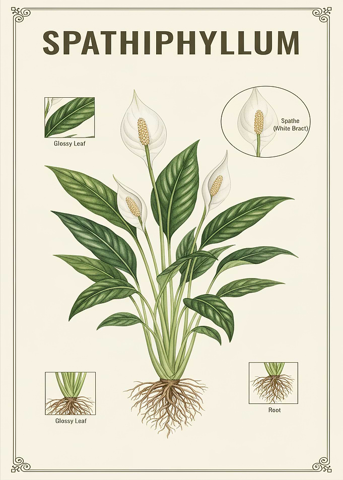 Spathiphyllum Botanical Illustration
