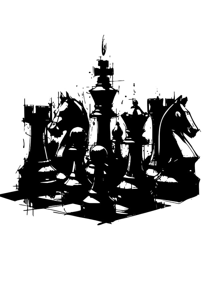 Black and White Chess Pieces