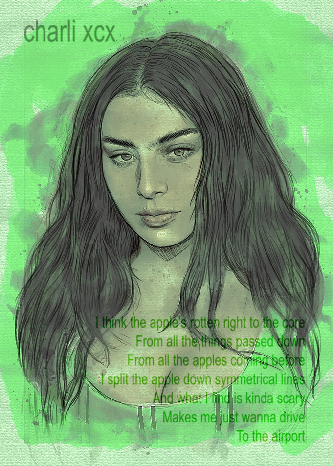 Charli XCX Portrait with Lyrics