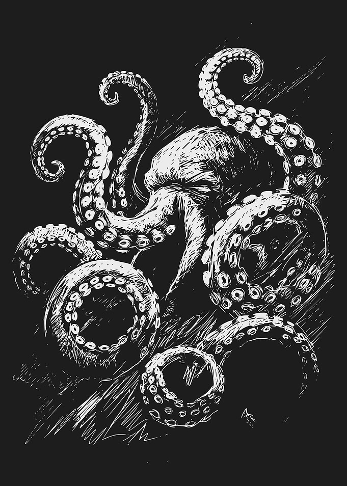 Monstrous Octopus Tentacles Illustration
