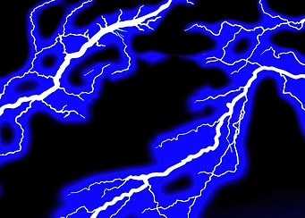 Blue Lightning Strikes on Black Background
