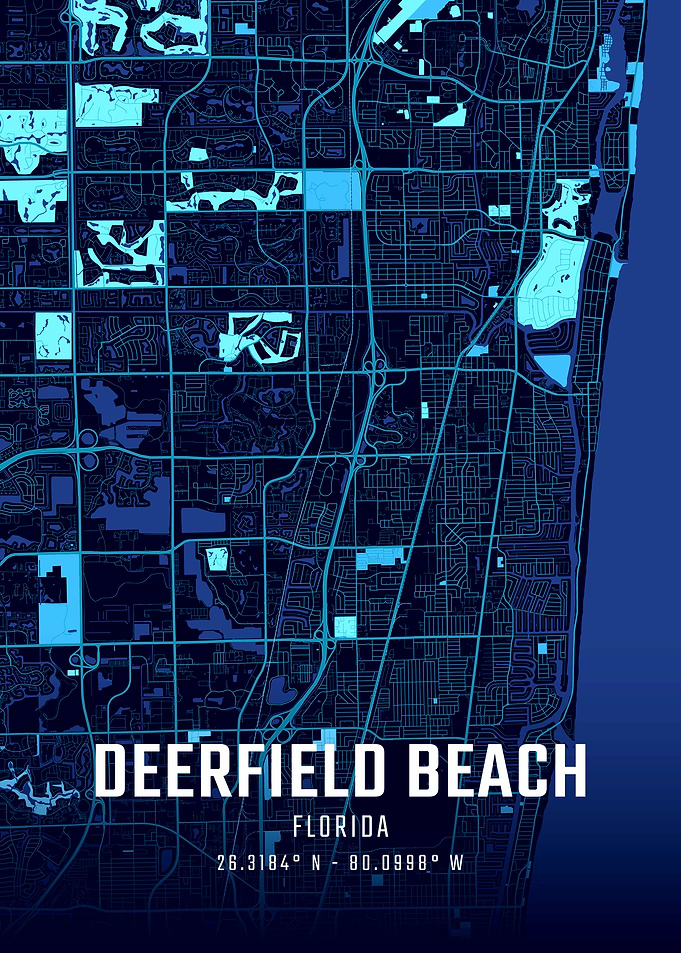 Deerfield Beach Florida Midnight City Map