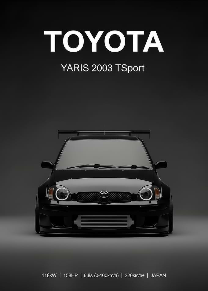 black sport Toyota Yaris T-Sport poster