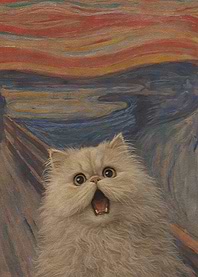 Cat Screaming in Edvard Munch Style