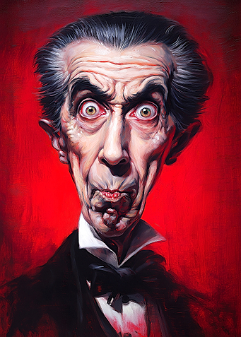 Caricature of Bela Lugosi as Dracula