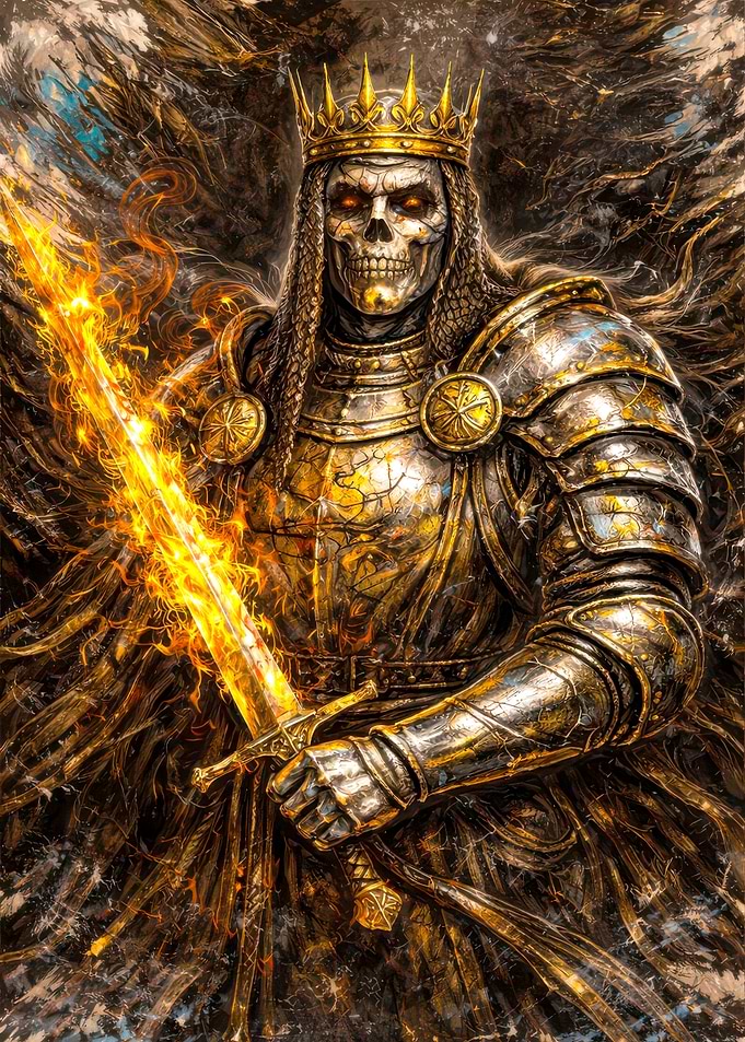 Skeleton King with Fiery Sword
