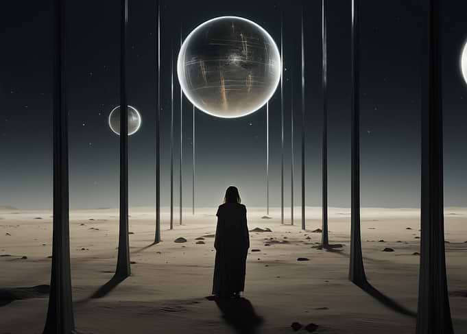 Figure in an alien landscape