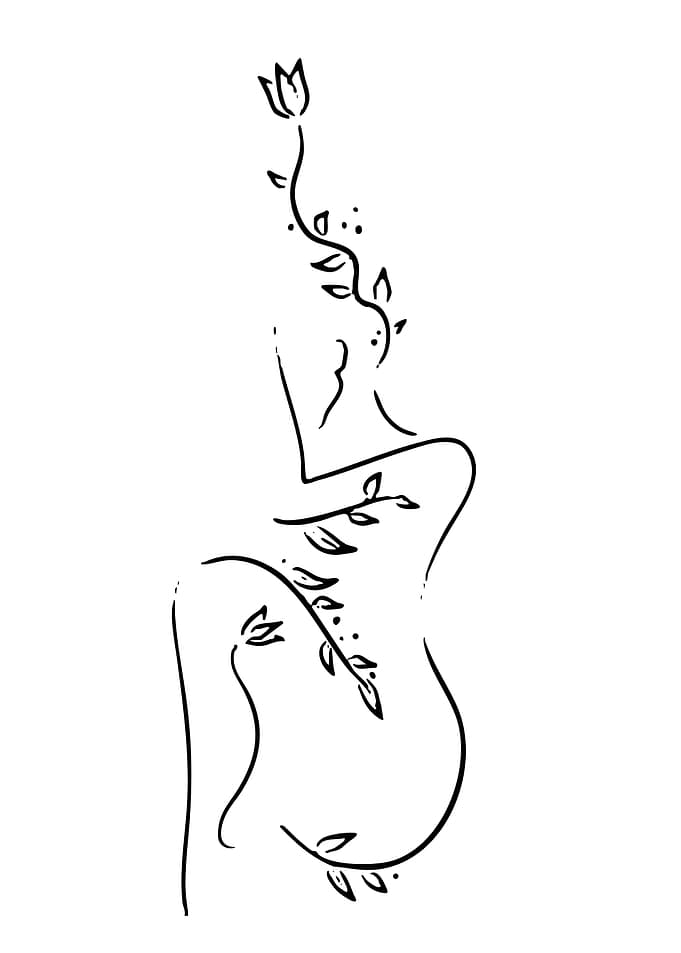 Minimalist floral body outline