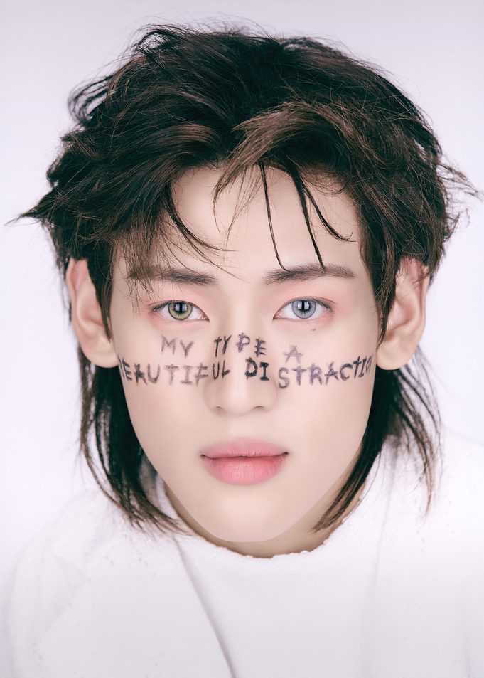 K-Pop Idol with Text on Face bambam