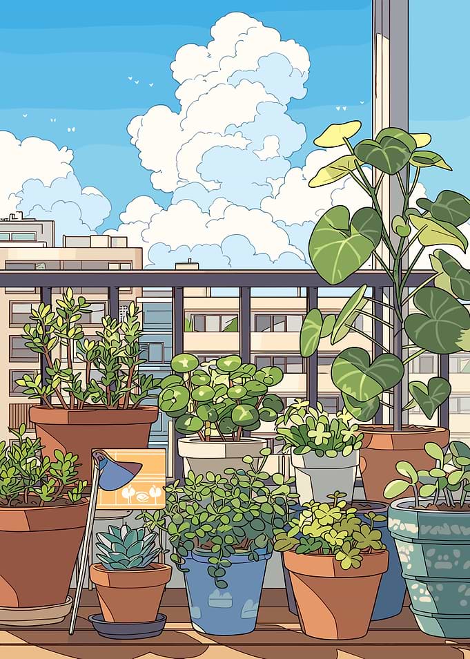 Balcony Garden with City View