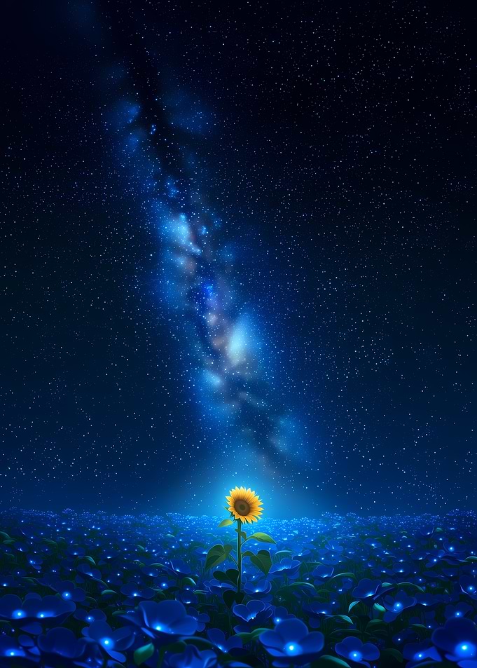 Sunflower Under the Milky Way
