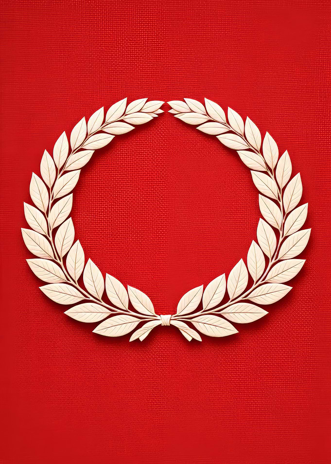 Laurel Wreath on Red Background