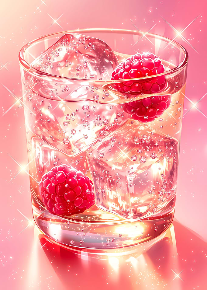 Sparkling Raspberry Drink with Ice