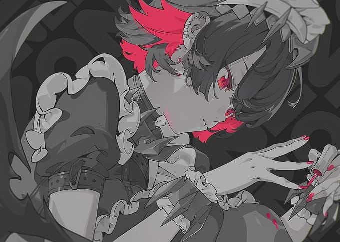 Anime Maid with Red Accents