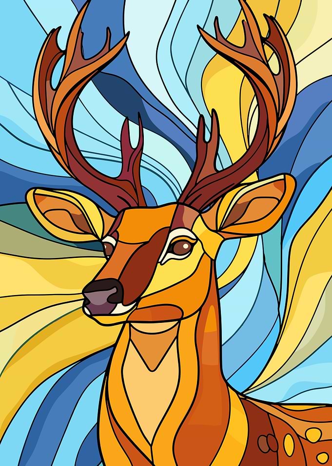 Stained Glass Deer Portrait