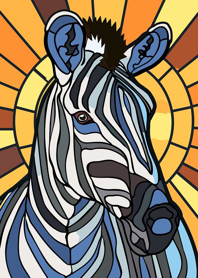 Stained Glass Zebra Portrait