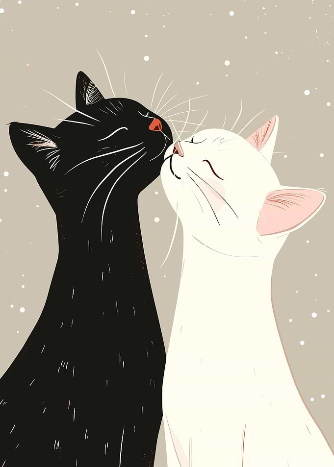 Two Cats Kissing