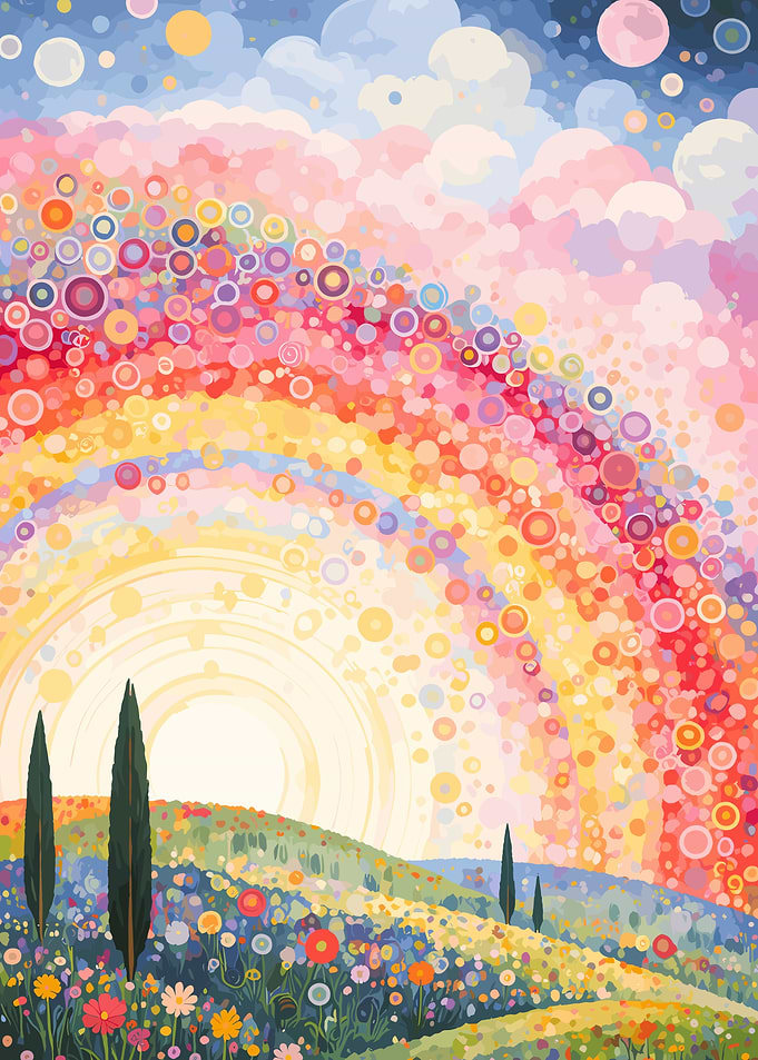 Vibrant Rainbow Over a Flower Field