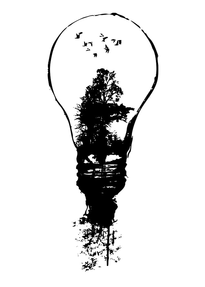 Lightbulb with Nature Scene
