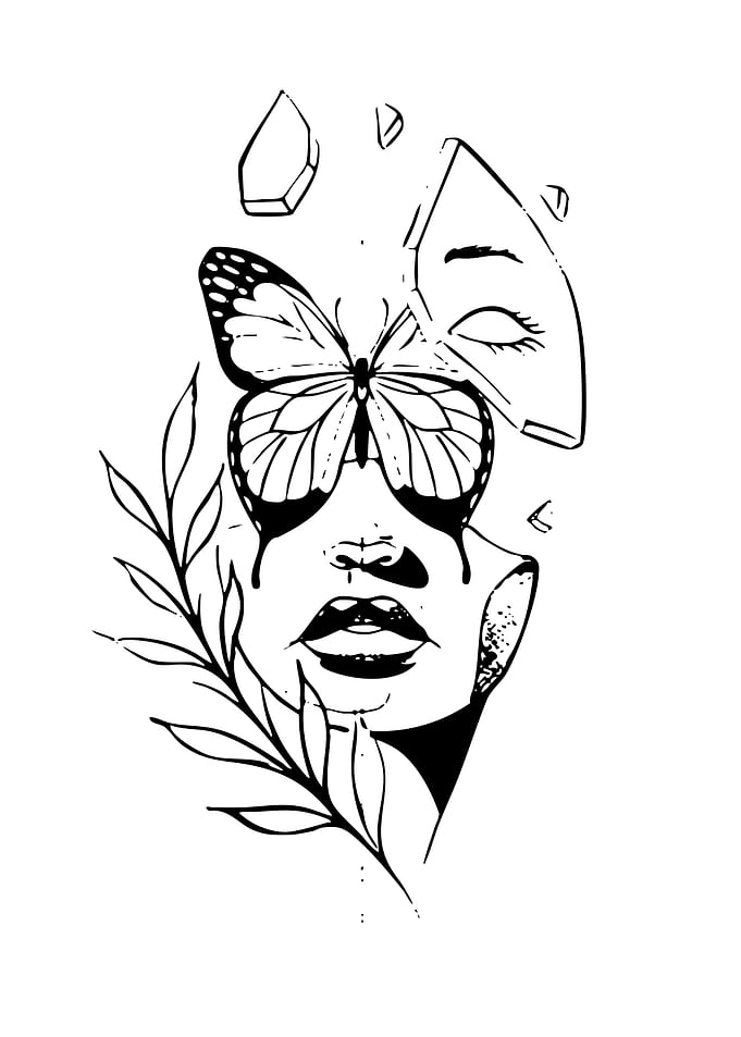 Butterfly Woman Face Art