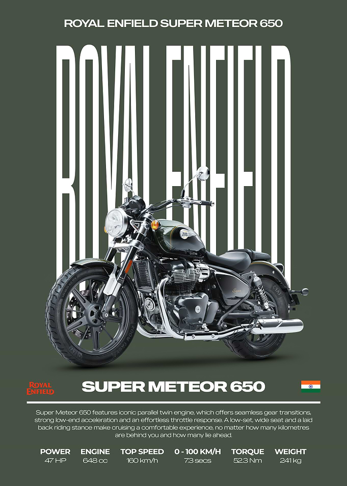 Royal Enfield Super Meteor 650 Motorcycle Poster