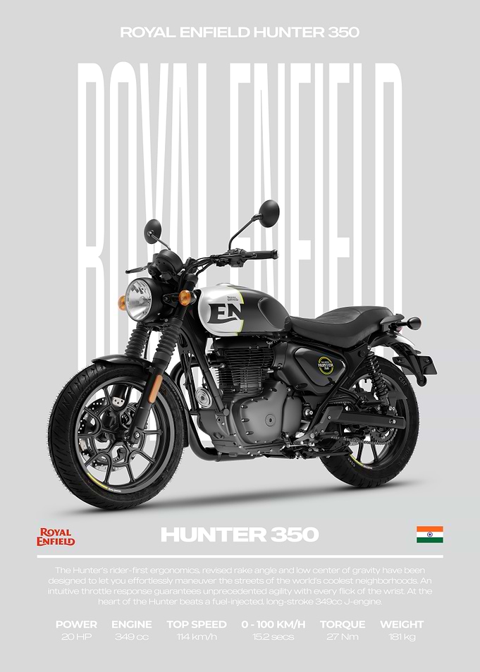 Royal Enfield Hunter 350 Motorcycle Poster