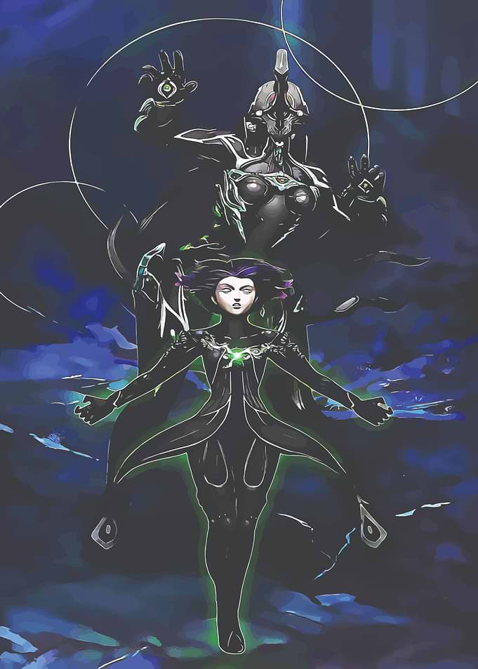 Warframe in Dark Fantasy Art