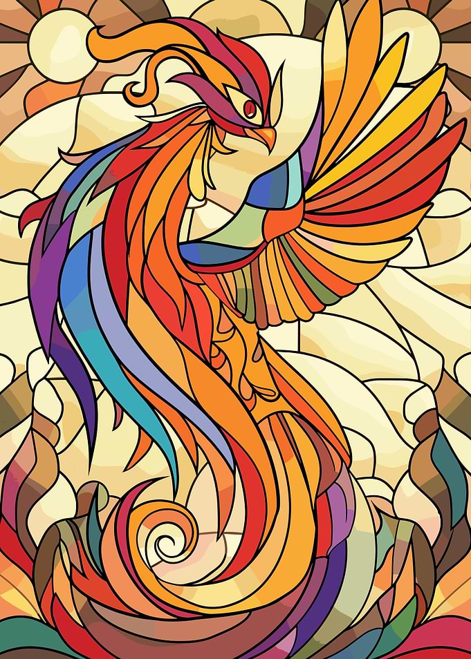 Stained Glass Phoenix Rising