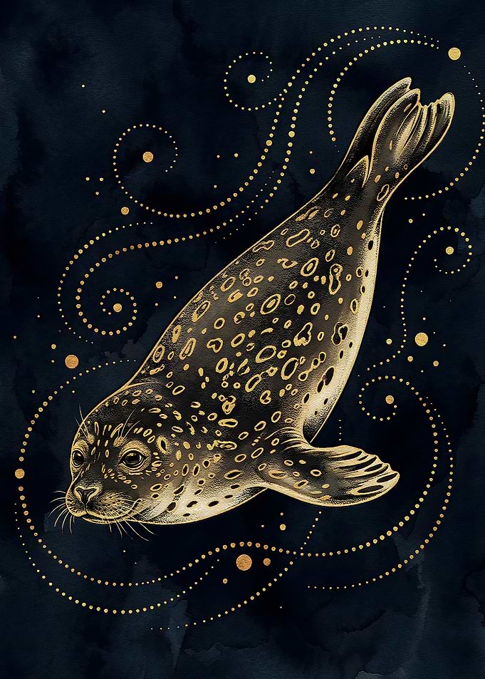 Golden Seal on Dark Background