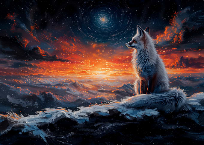 Fox in a Cosmic Sunset