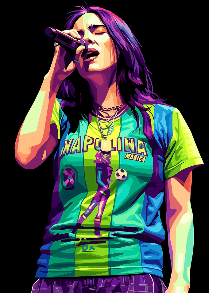 Billie Eilish in Pop Art Style